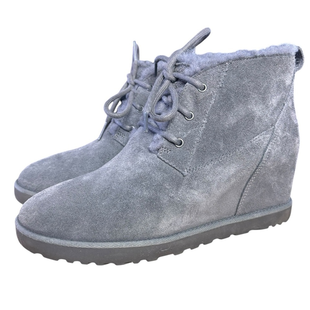 UGG Classic Femme Wedge Booties – Sz Women’s 8.5 (Grey Suede)